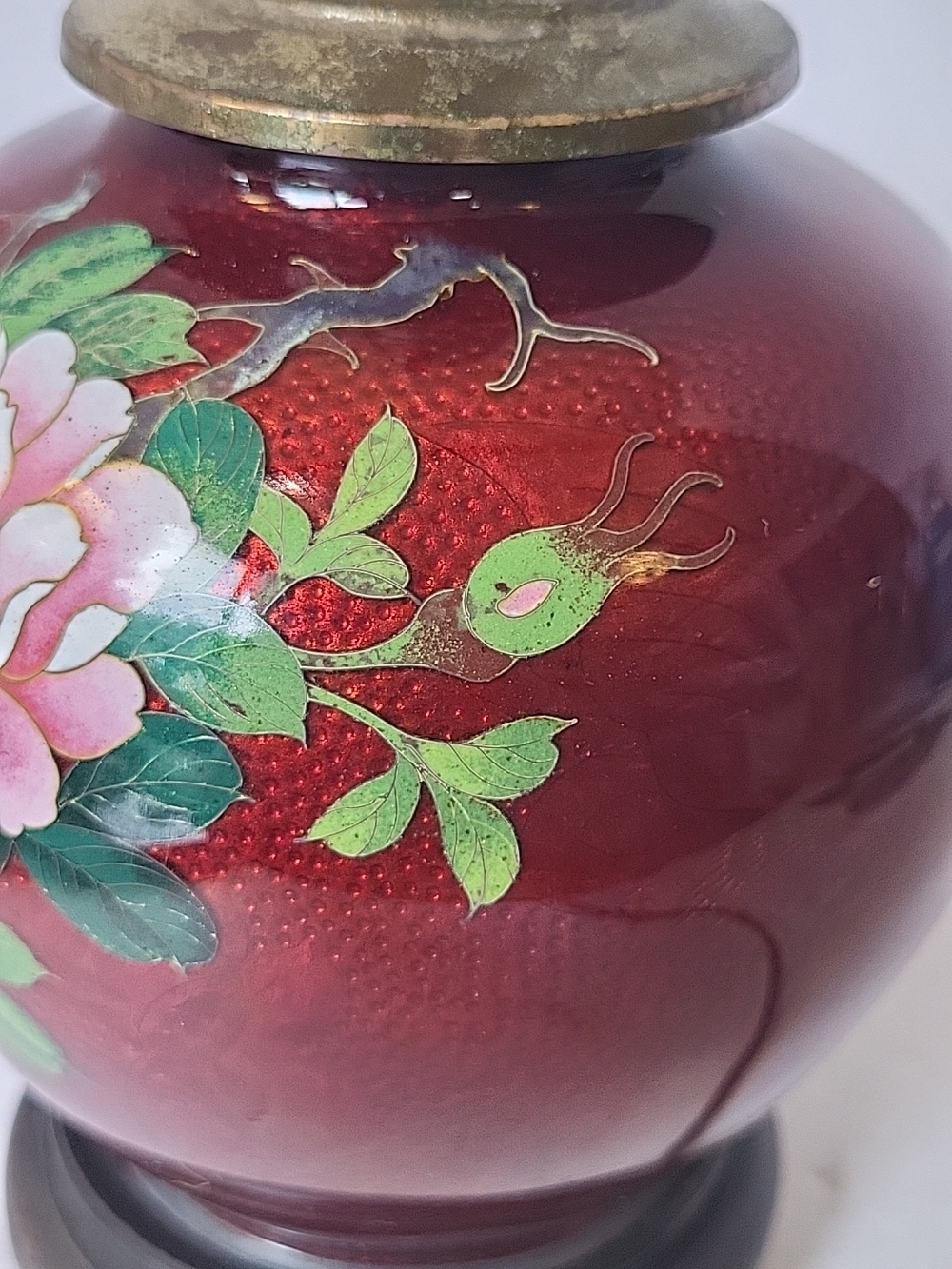 Vintage Japanese Chinoiserie Pigeonblood Red Lamp - Picture 7 of 11